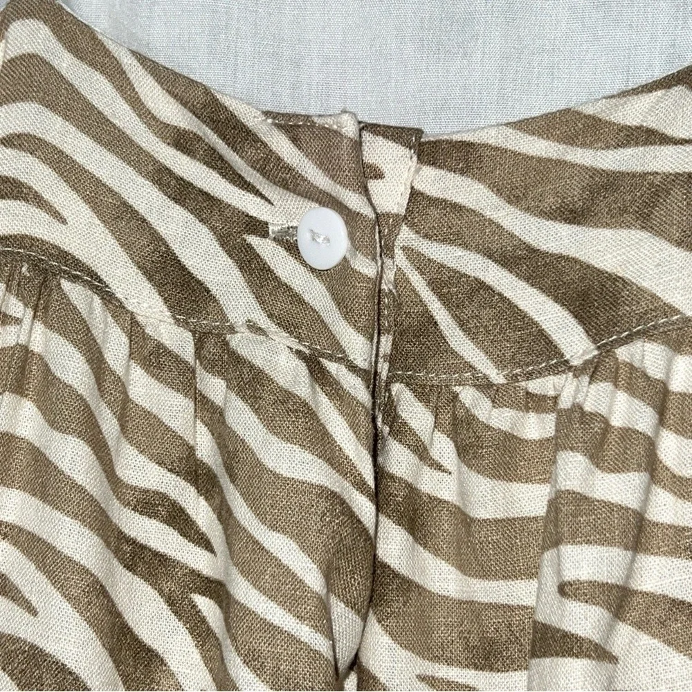 Cactus + Pearl Neutral Zebra‎ Print Sleeveless Tiered Dress 5
